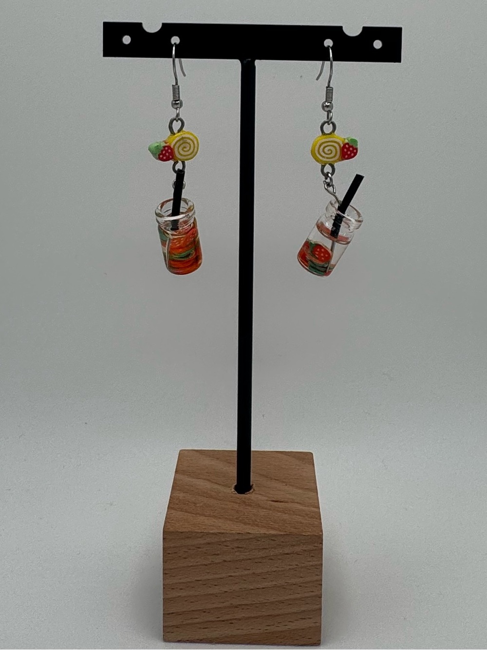 Strawberry Drink Glass Dangle Earrings